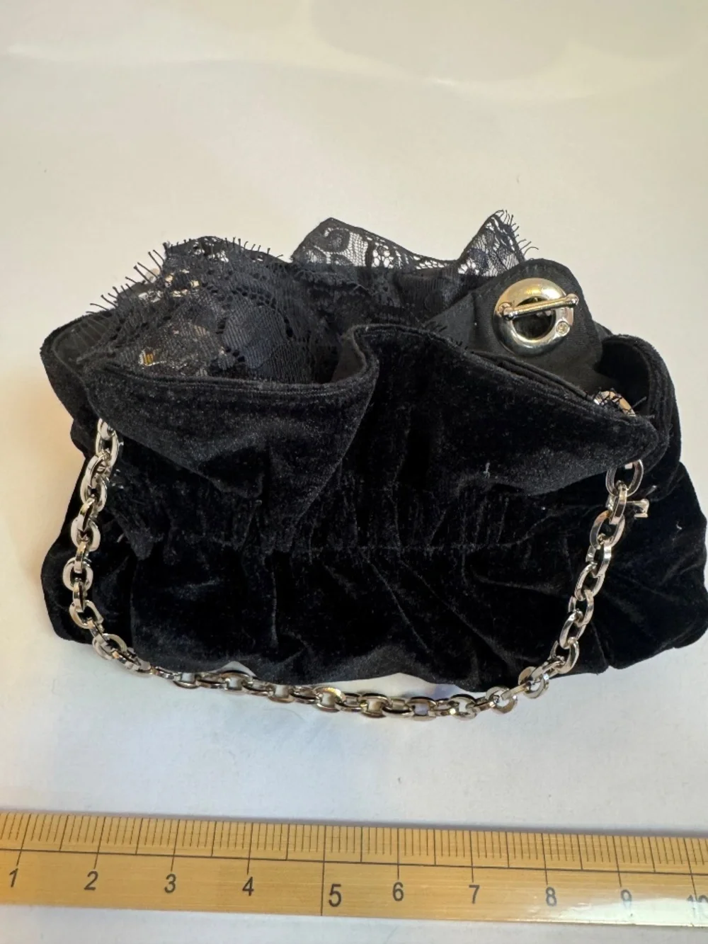 White House Black Market black velvet evening cocktail purse - Picture 3 of 6